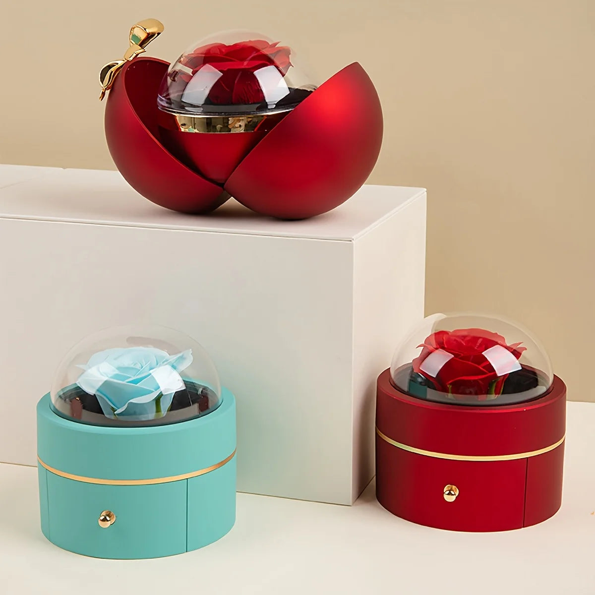 Luxury Round Rose Jewelry Box – Valentine’s Day & Holiday Gift Packaging | Proposal, Ring & Necklace Organizer