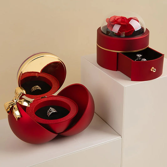 Luxury Round Rose Jewelry Box – Valentine’s Day & Holiday Gift Packaging | Proposal, Ring & Necklace Organizer