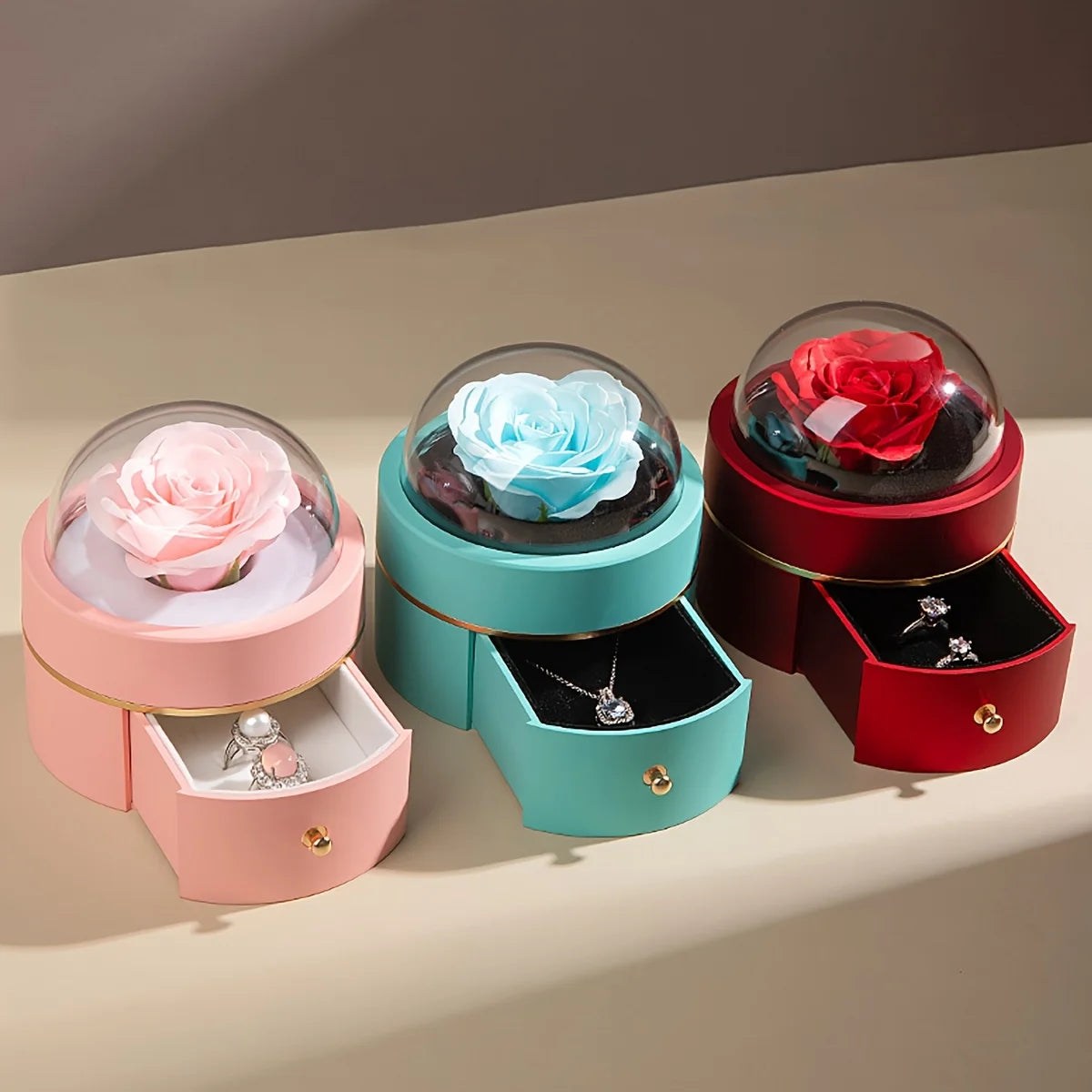 Luxury Round Rose Jewelry Box – Valentine’s Day & Holiday Gift Packaging | Proposal, Ring & Necklace Organizer