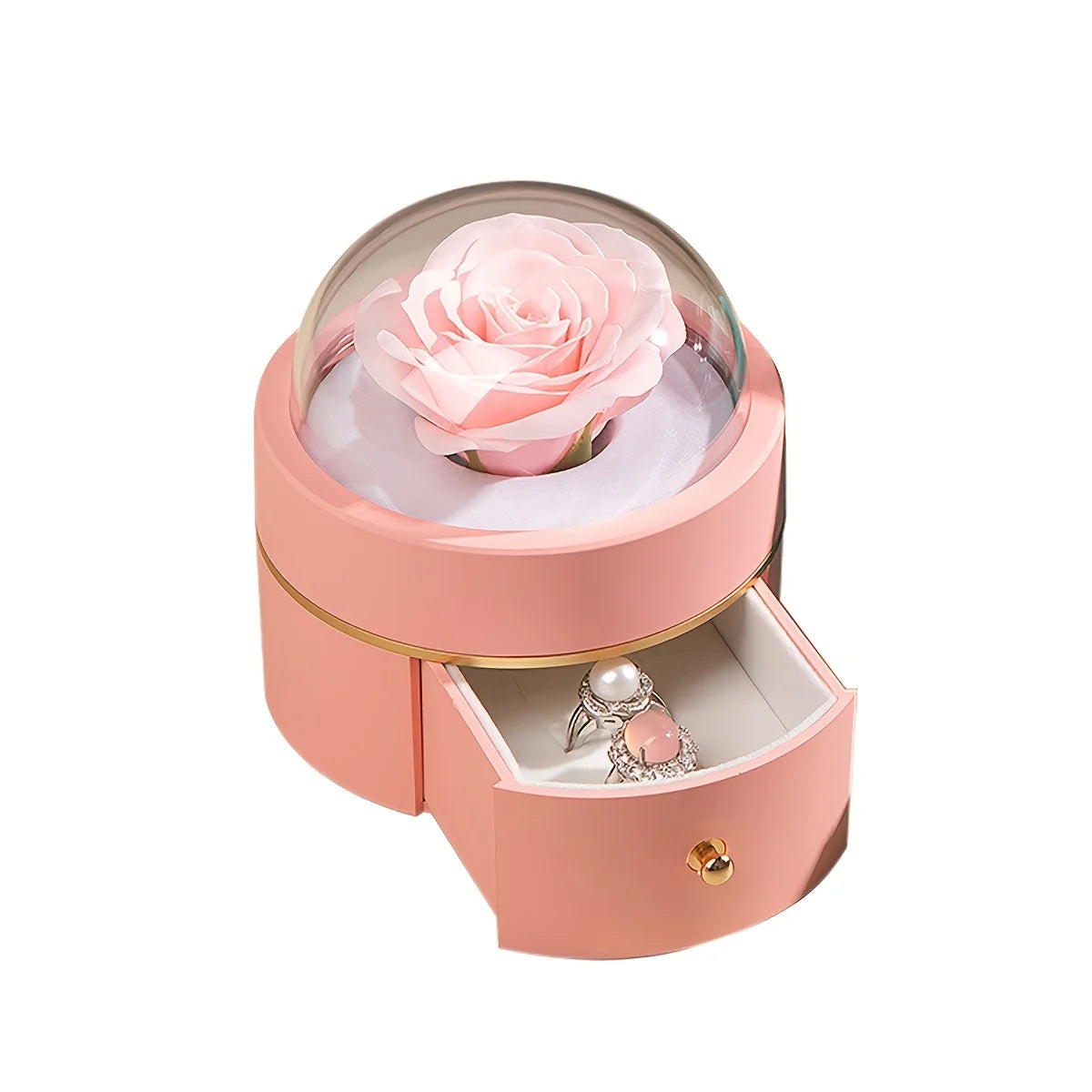 Luxury Round Rose Jewelry Box – Valentine’s Day & Holiday Gift Packaging | Proposal, Ring & Necklace Organizer