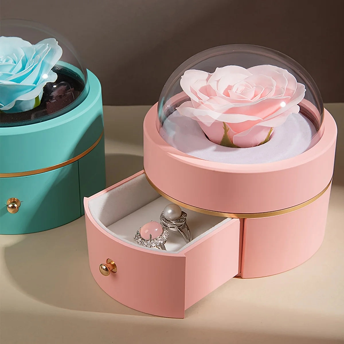 Luxury Round Rose Jewelry Box – Valentine’s Day & Holiday Gift Packaging | Proposal, Ring & Necklace Organizer